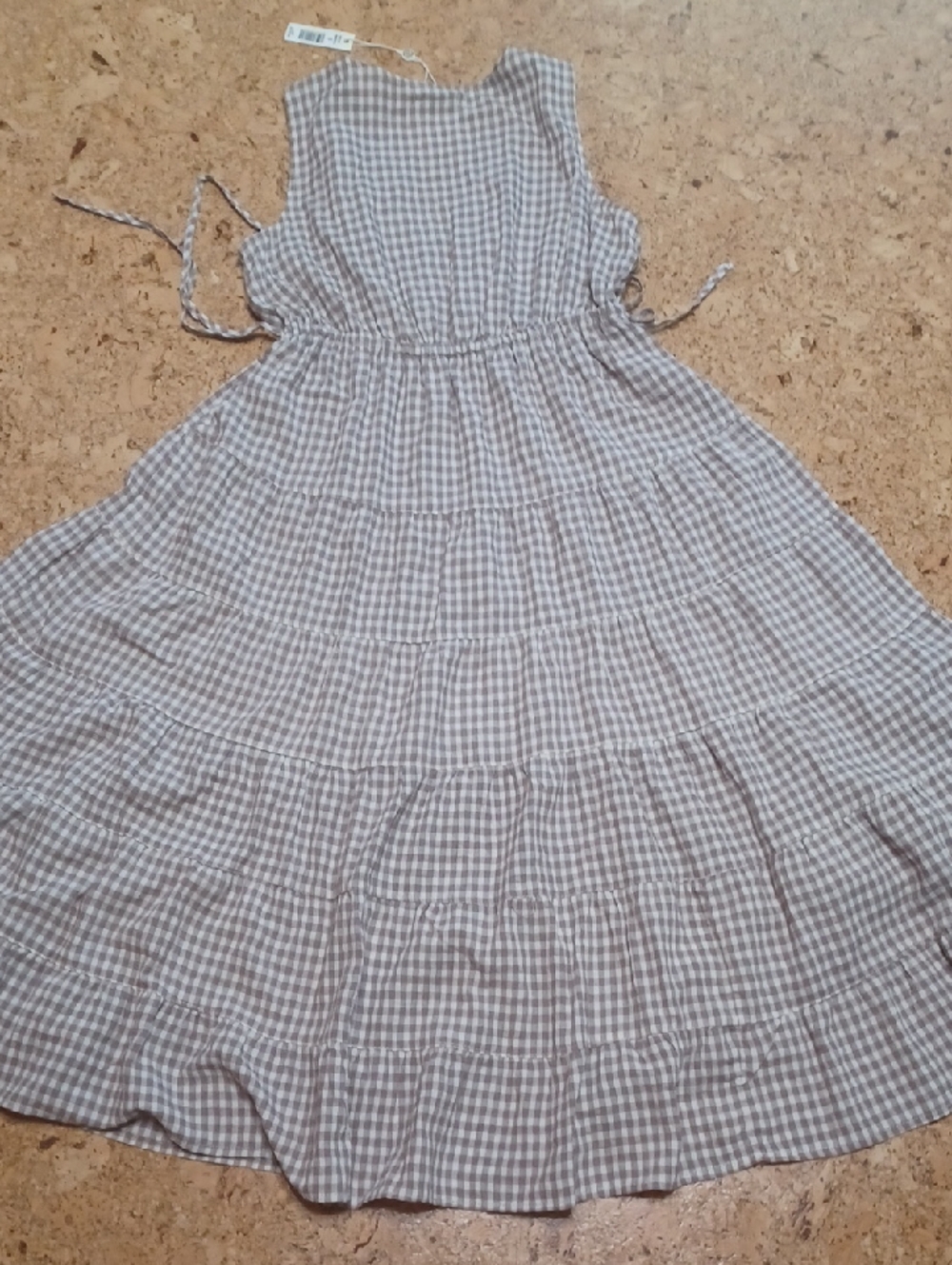 Max Studio Sleeveless Brown/Tan Gingham Maxi Dress Size S NWT - Picture 8 of 8